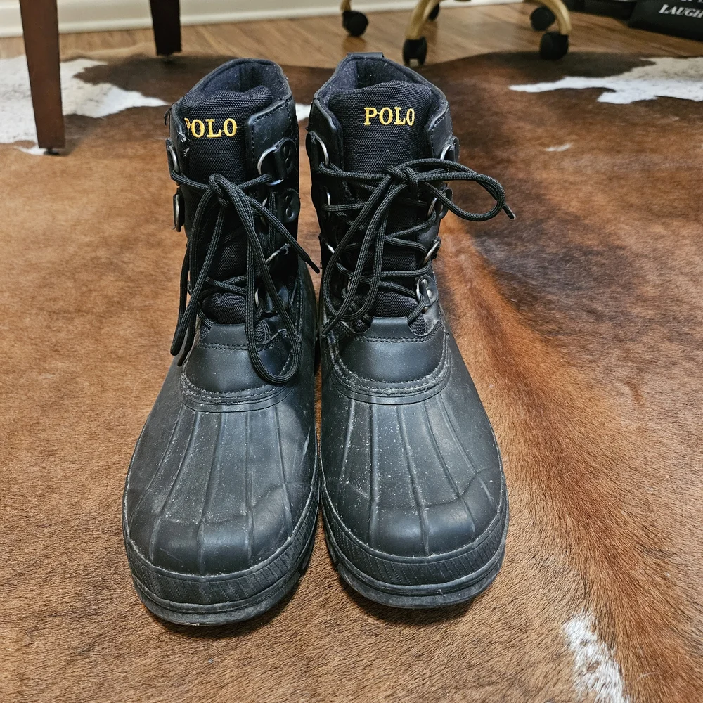 Ralph Lauren POLO Big Pony Logo Crestwick Rubber Boots Snow Rain Insulated 13D - Picture 5 of 7